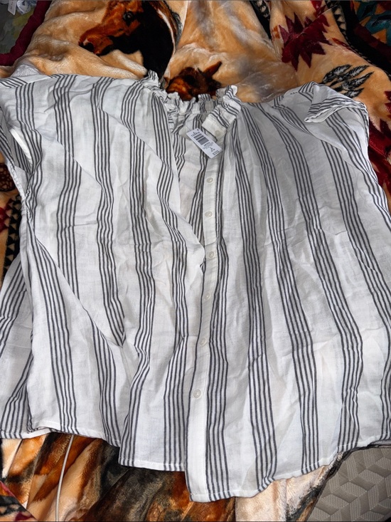 torrid Tops - torrid White and Black Striped Button-Front Blouse